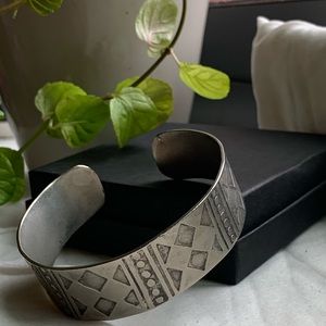 Solid Silver Moroccan Bracelet, African Cuff